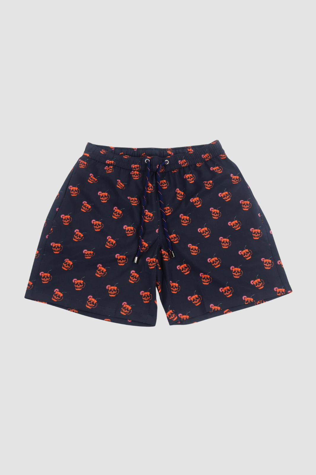 Black with Orange Skull Cups Swim Shorts