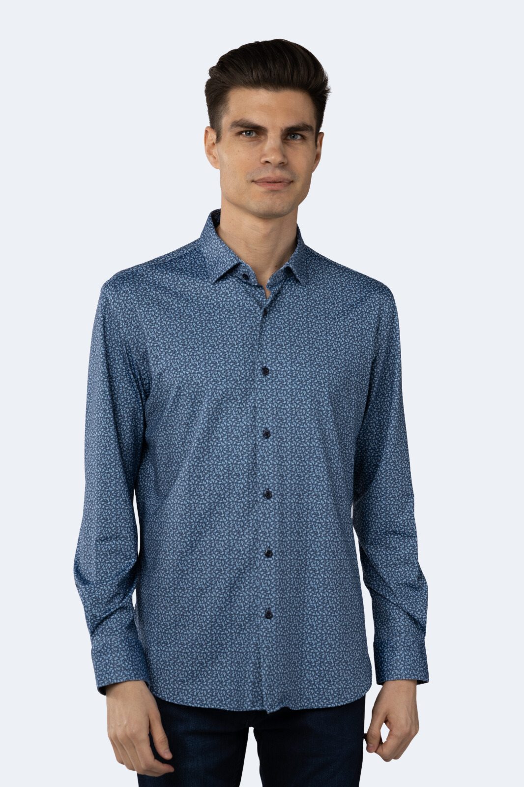 Aqua and Navy Paisley Shirt