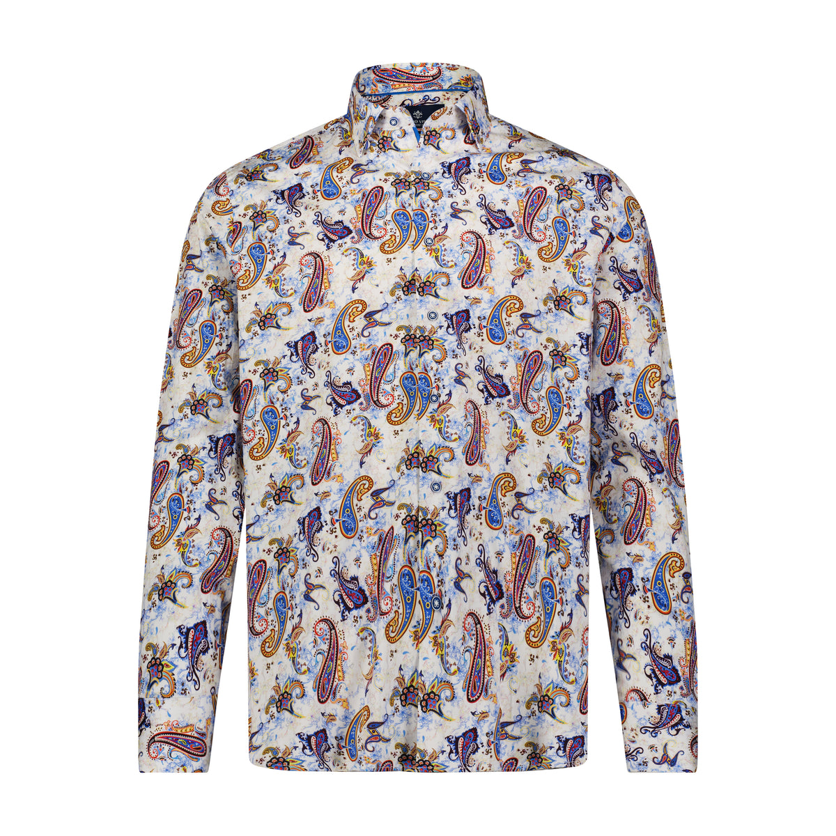 Blue Purple Red Paisley Print Long Sleeve Shirt