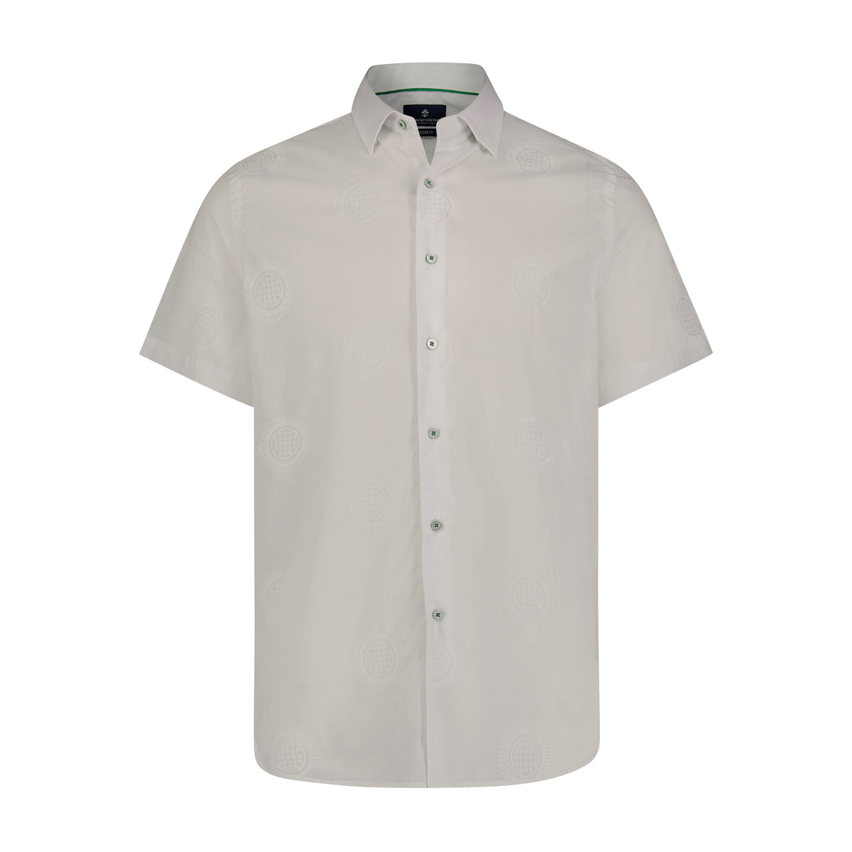 White on White Circle Print Short Sleeve Shirt