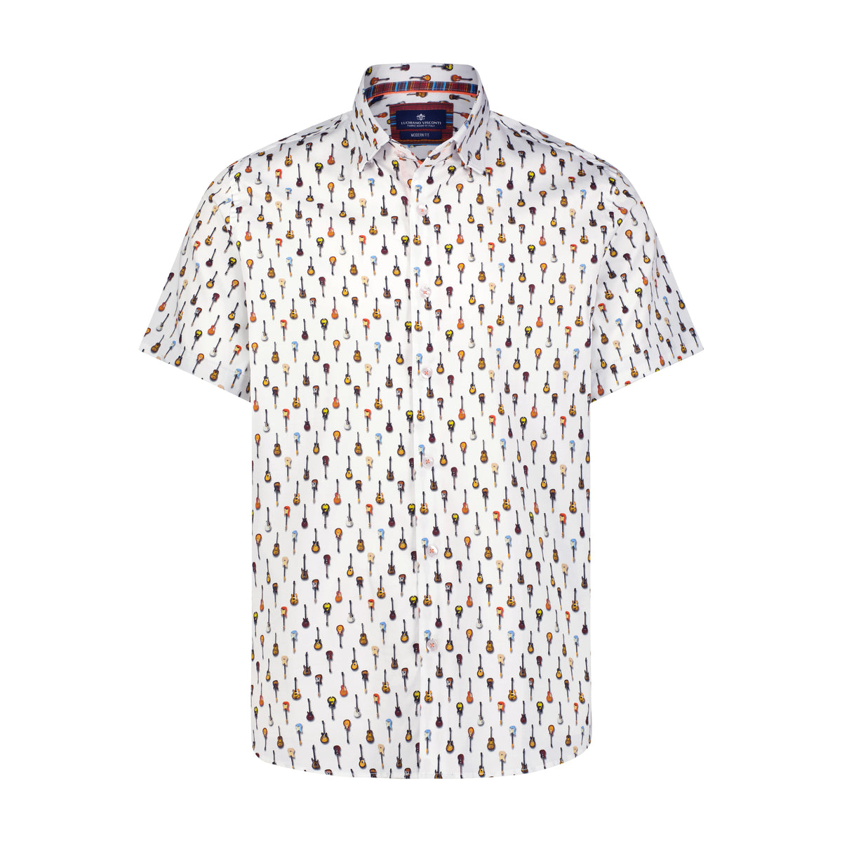 Multicolor Guitar Print Short Sleeve Shirt