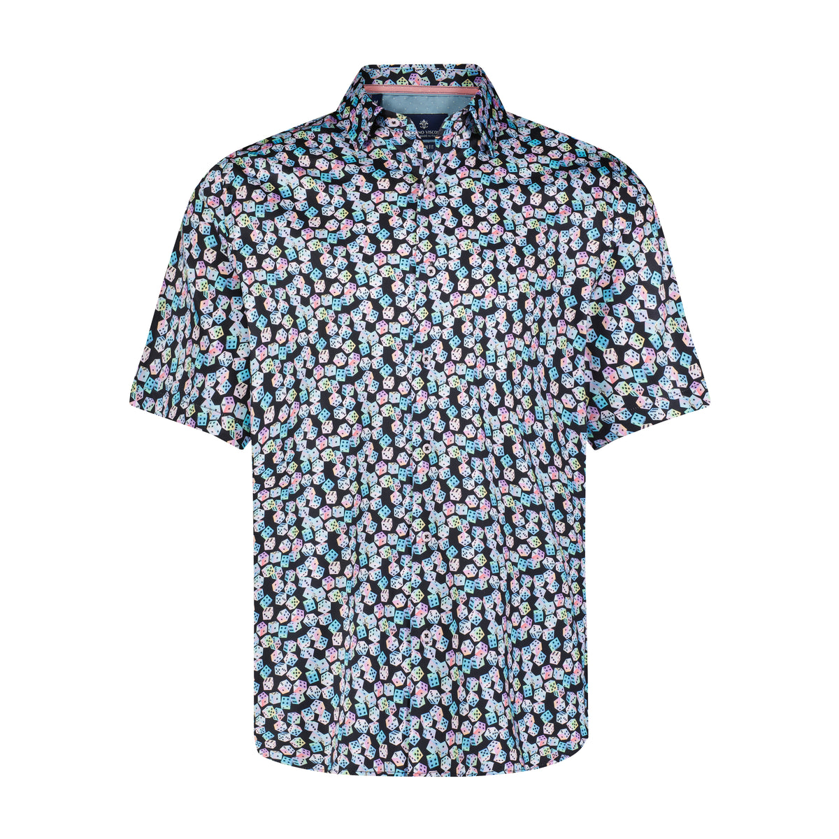 Navy Dice Print Short Sleeve Shirt