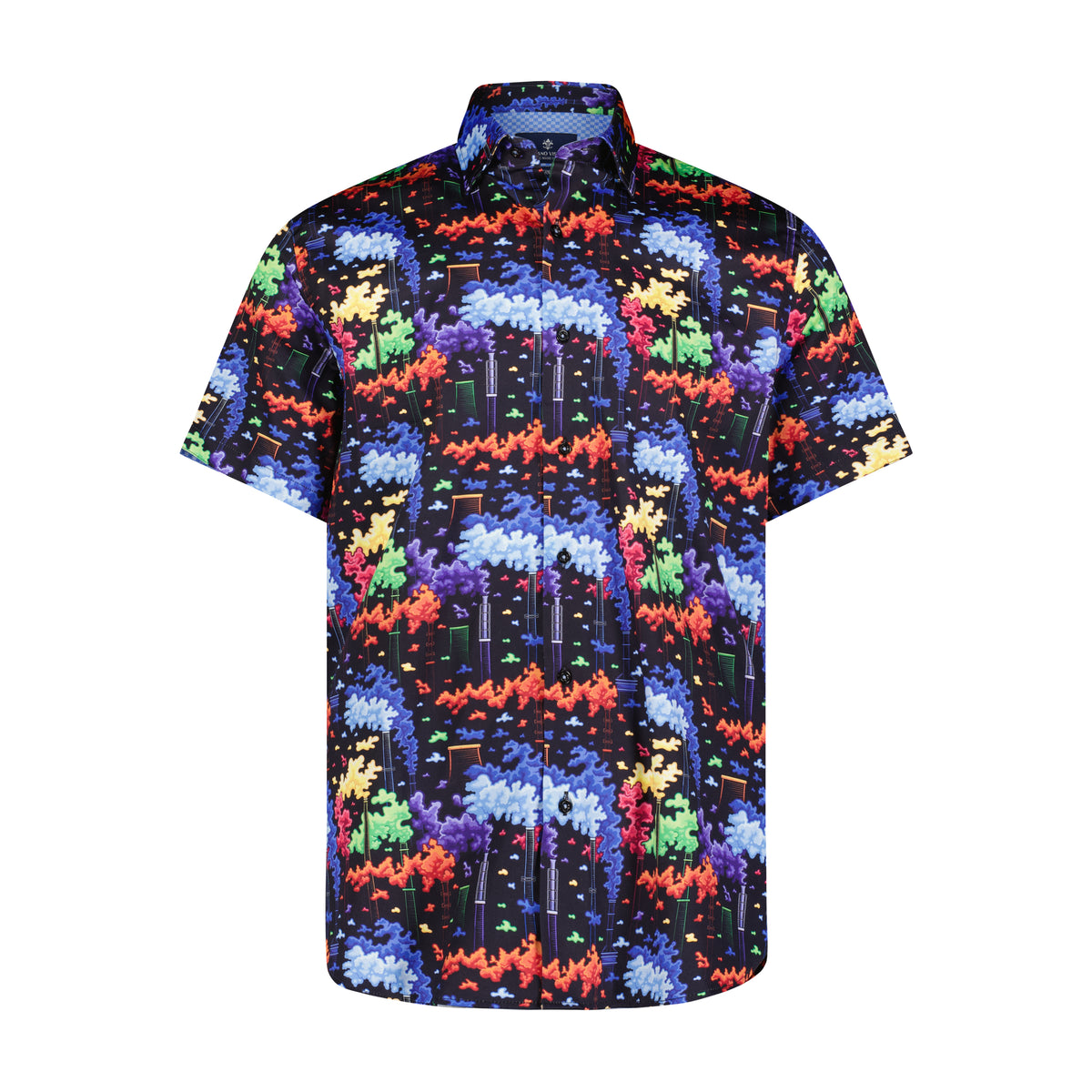 Multicolor Smoke Print Short Sleeve Shirt