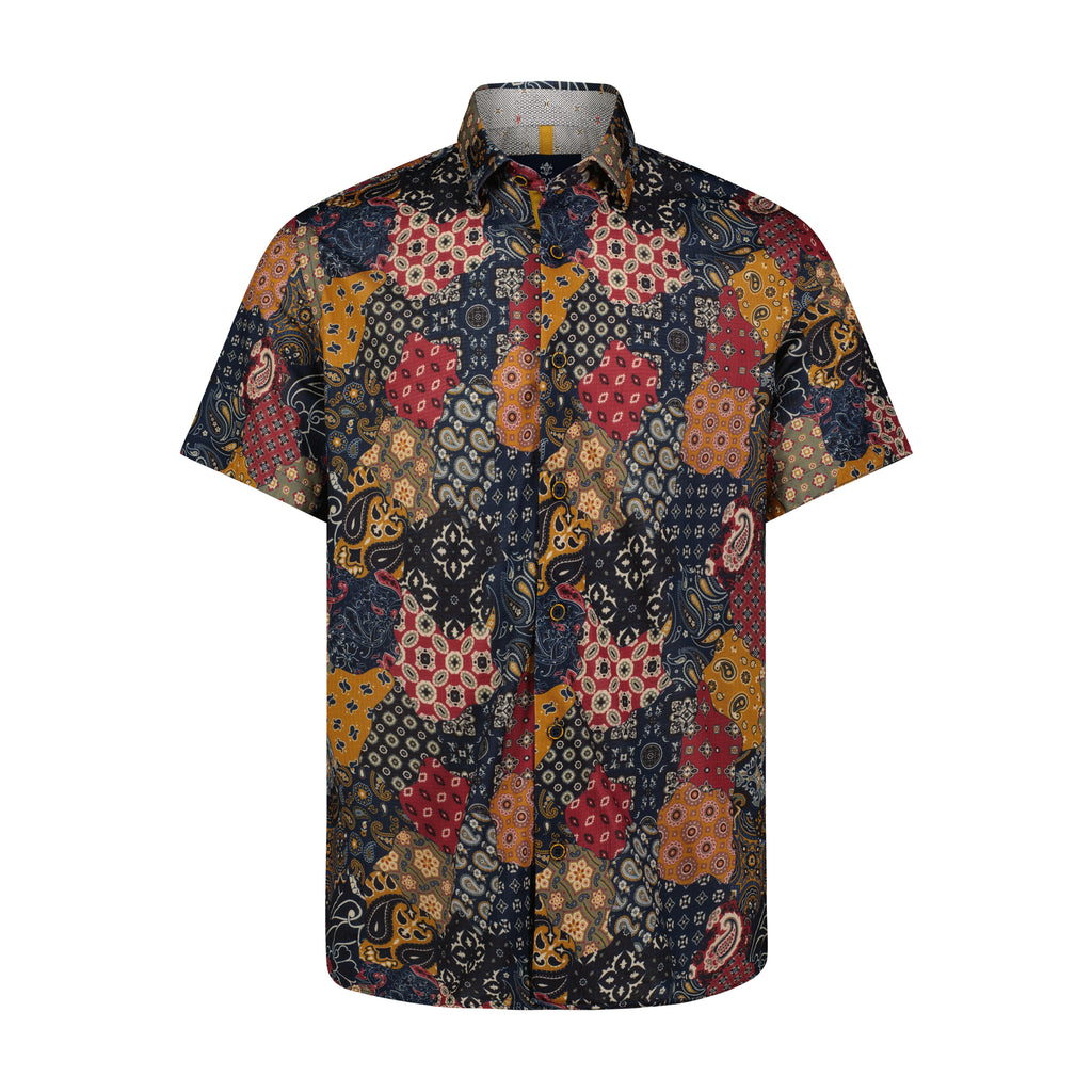 Multicolor Paisley Print Short Sleeve Shirt