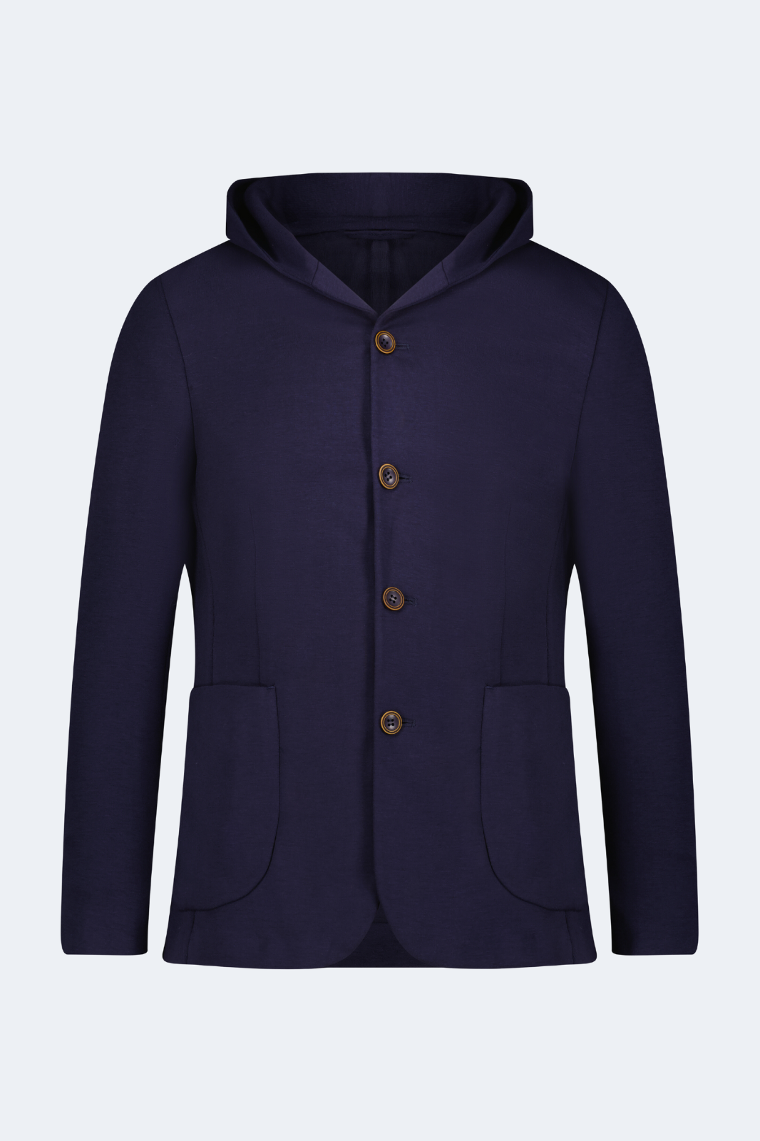 Navy Knit Hooded Button Sport Coat