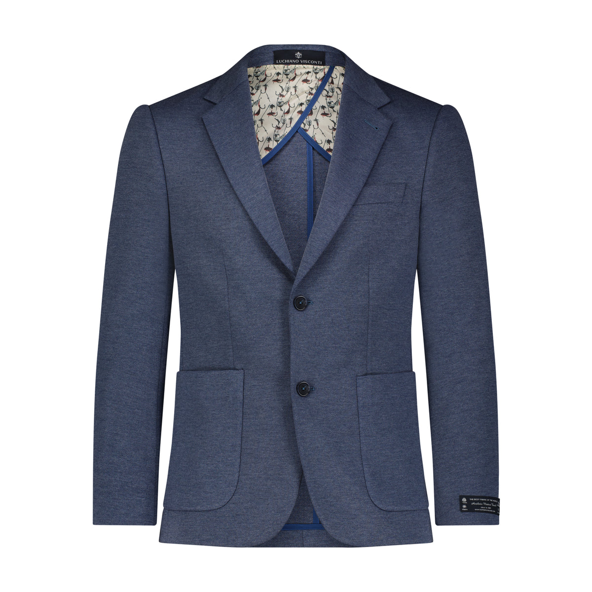 Navy Pique Pin Dot Stretch Two Button Sport Coat