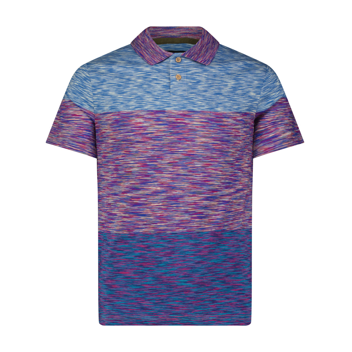 Multi Purple, Aqua, and Black Space Dyed Polo