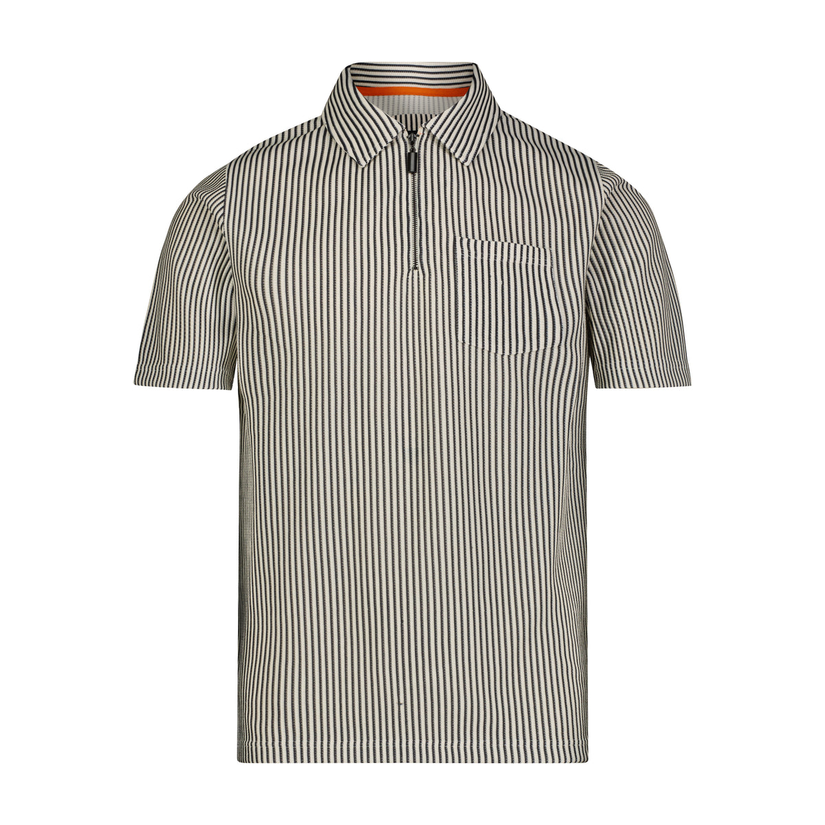 Navy Cream Sear Sucker Ribbed Shirt