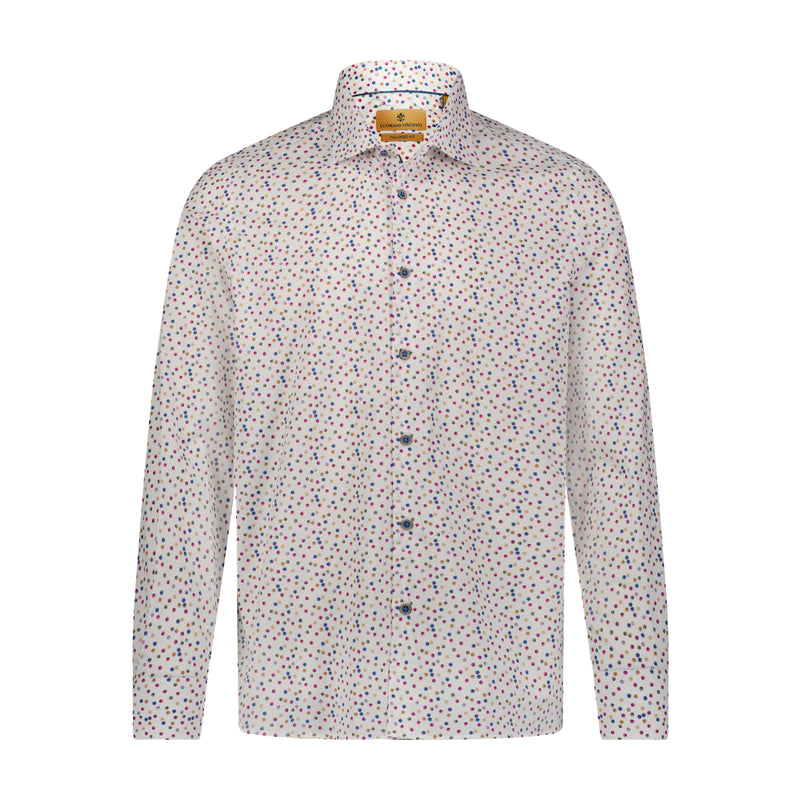 Leo Multicolor Dot Print Long Sleeve Shirt