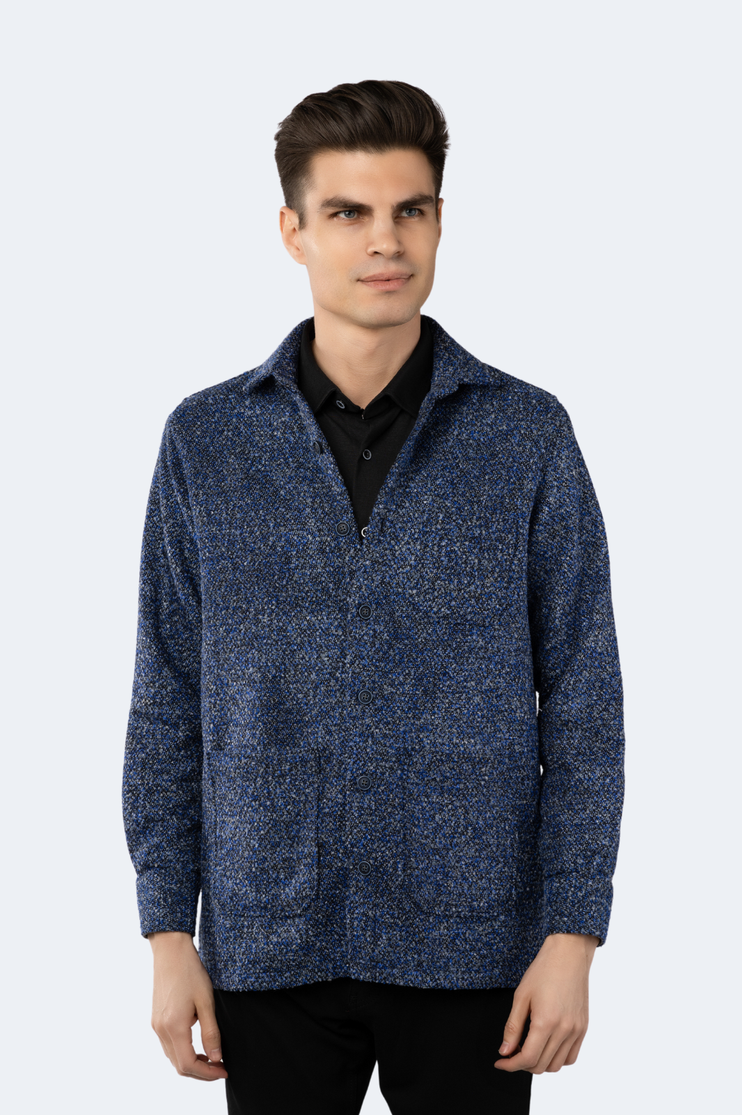 Multi Blue Tweed Shacket