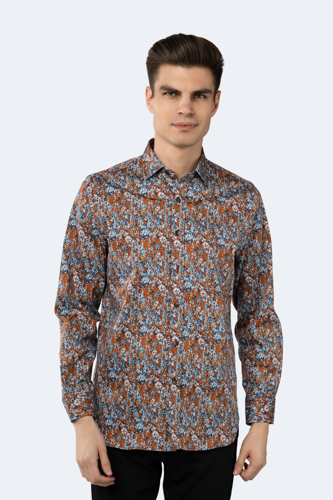 Orange, Multi Blue and White Musical Note Shirt