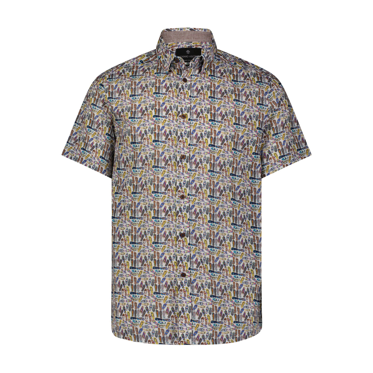 Summer on Slippers Print Short Sleeve Shirt