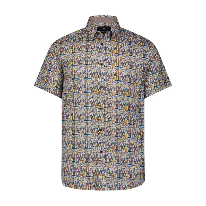 Summer on Slippers Print Short Sleeve Shirt