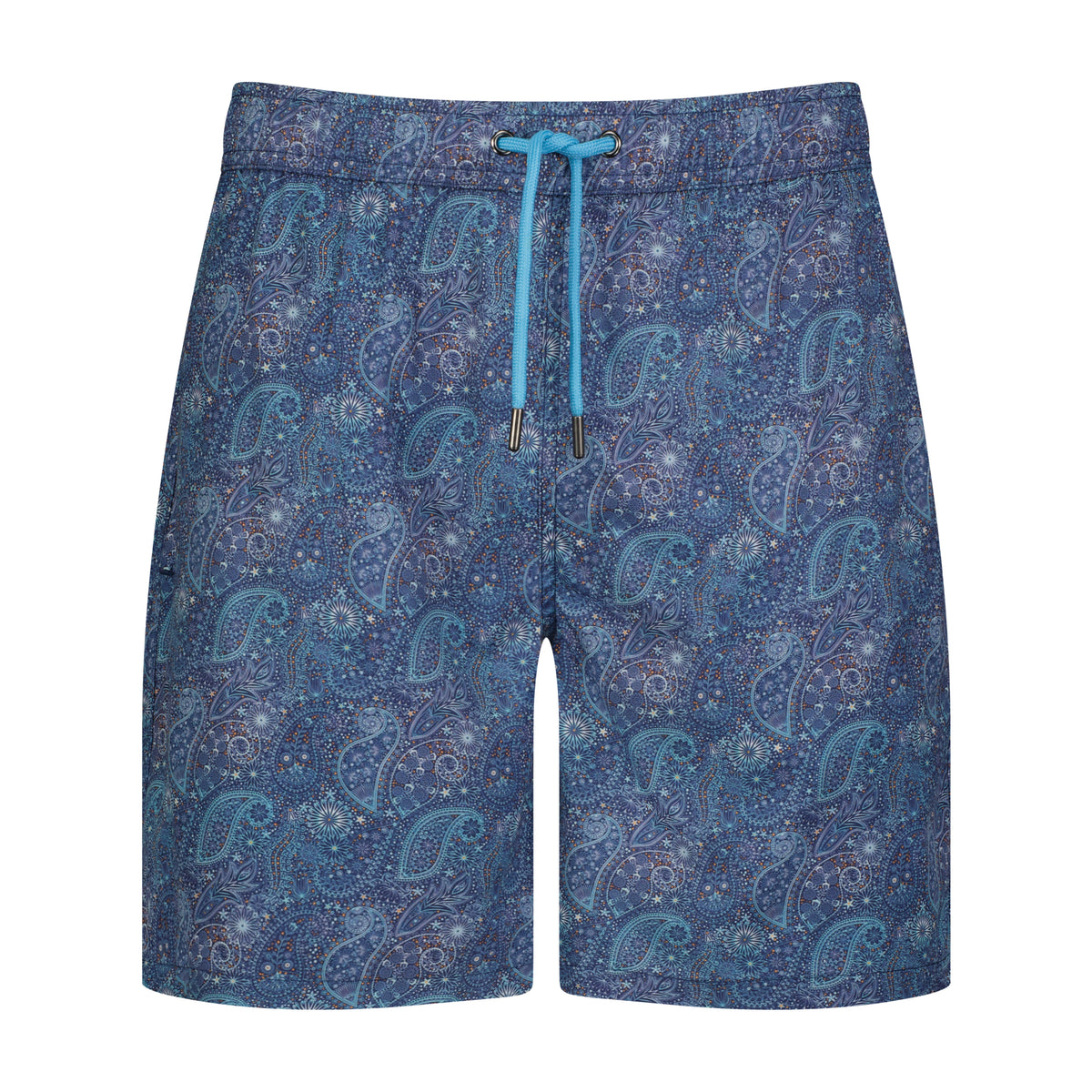 Navy Blue Paisley Swim Trunks