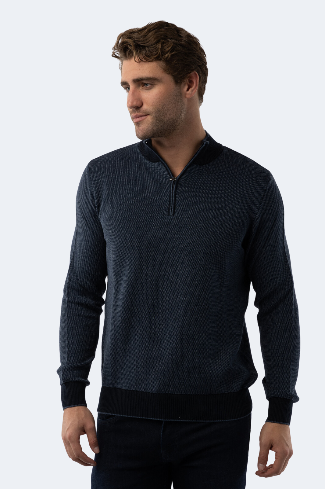 Melange Dark Indigo Quarter Zip