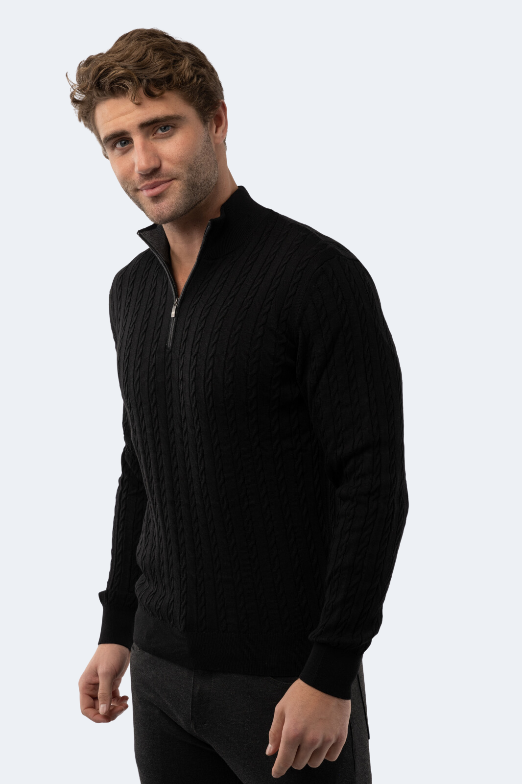 Black Knit Quarter Zip