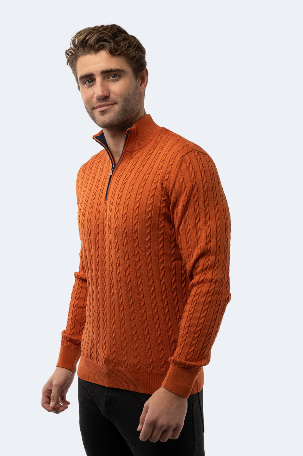 Orange Knit Quarter Zip