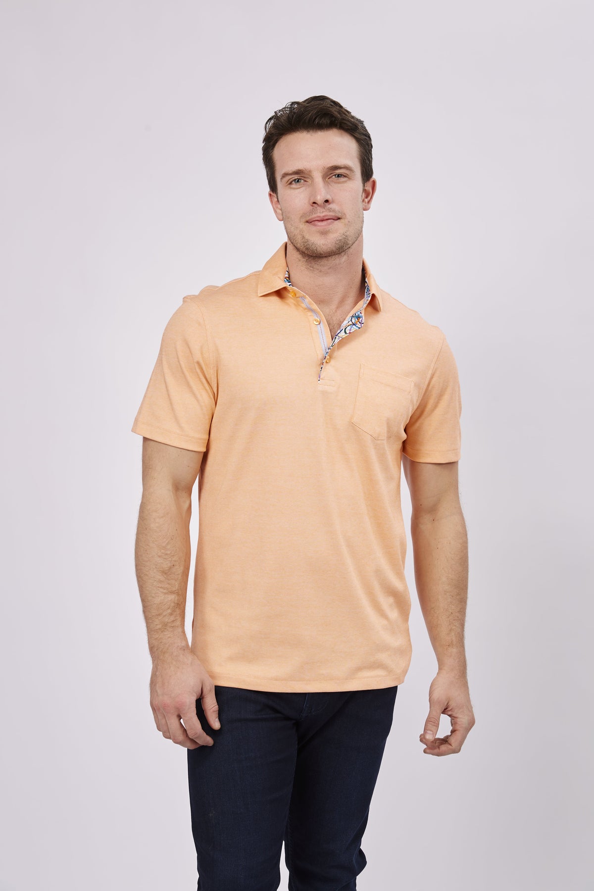 Max Colton Melon Orange Knit Polo