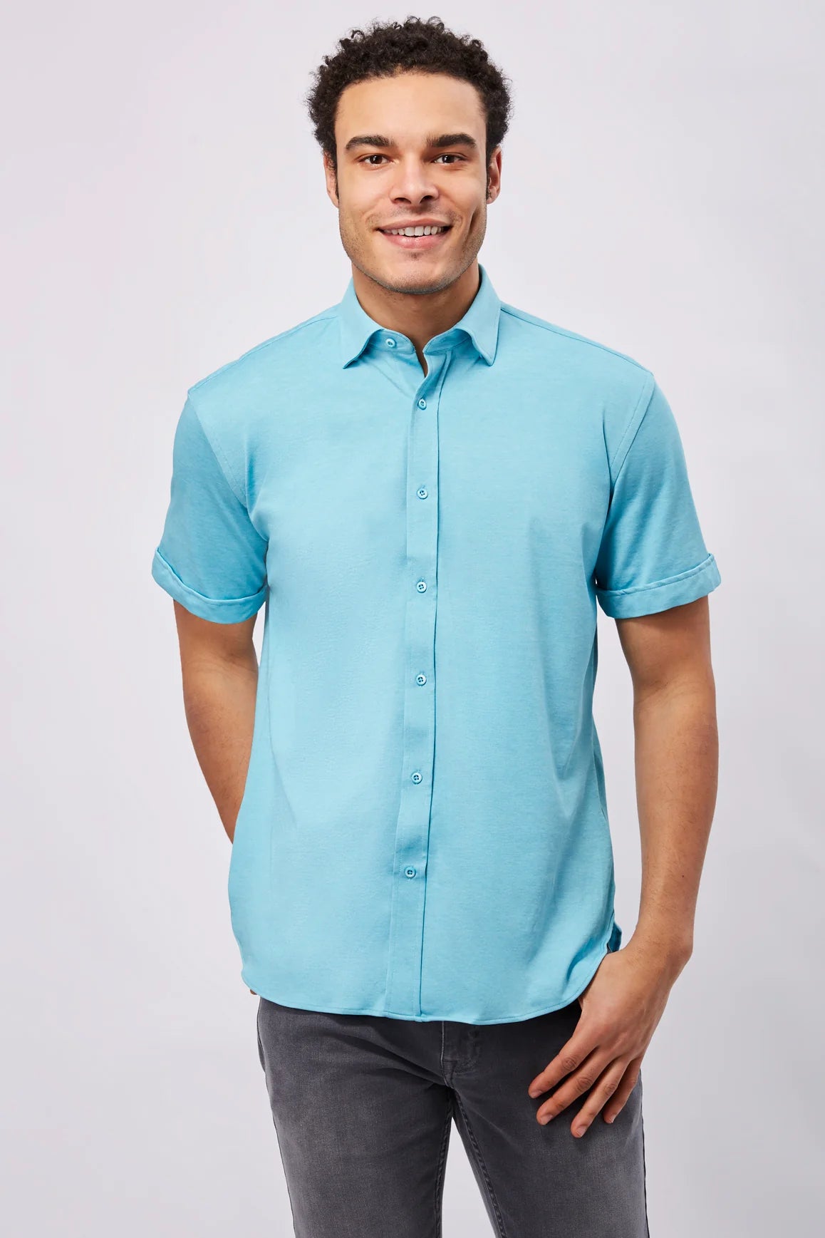 Max Colton Aqua Knit Short Sleeve Shirt