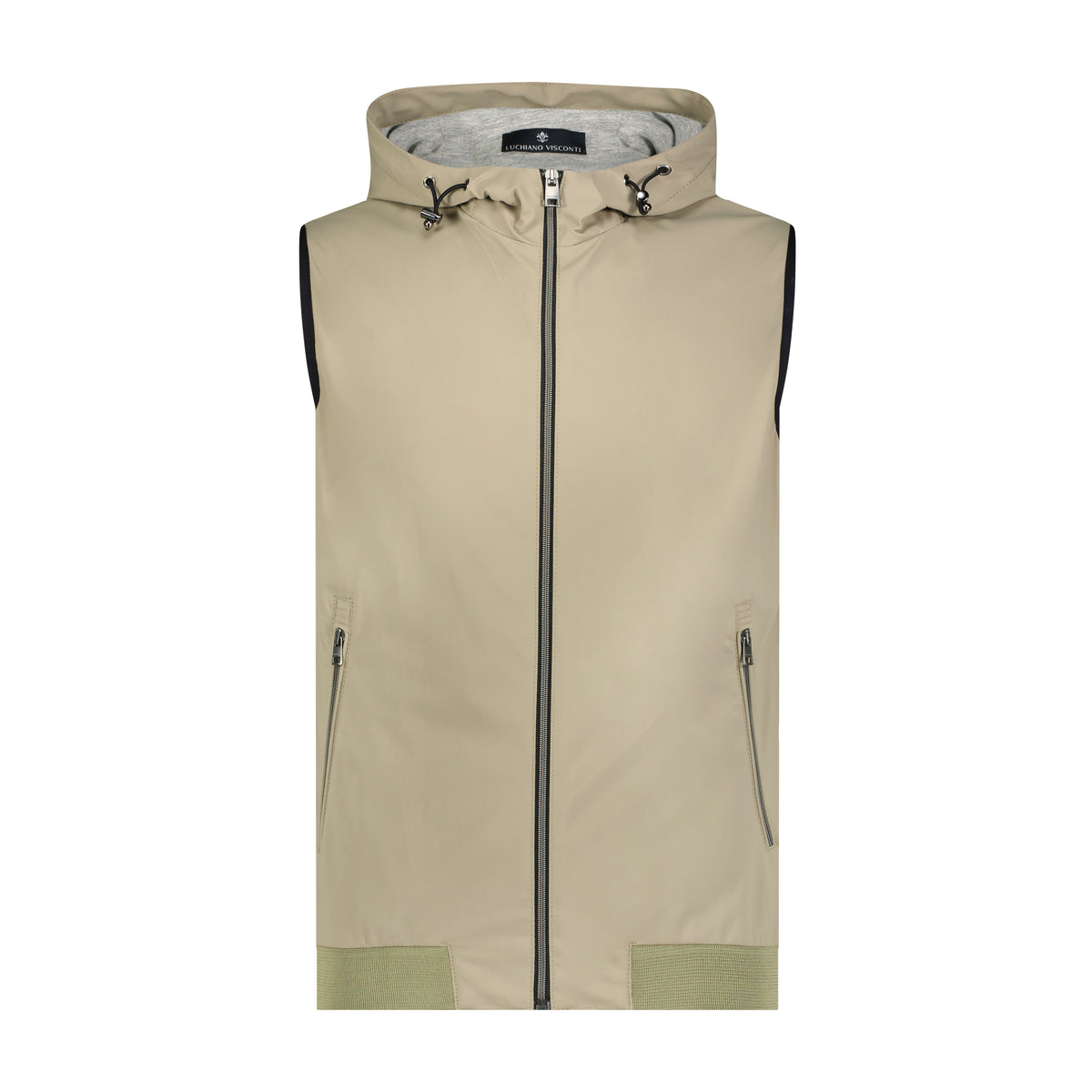 Beige Performance Vest with Hood