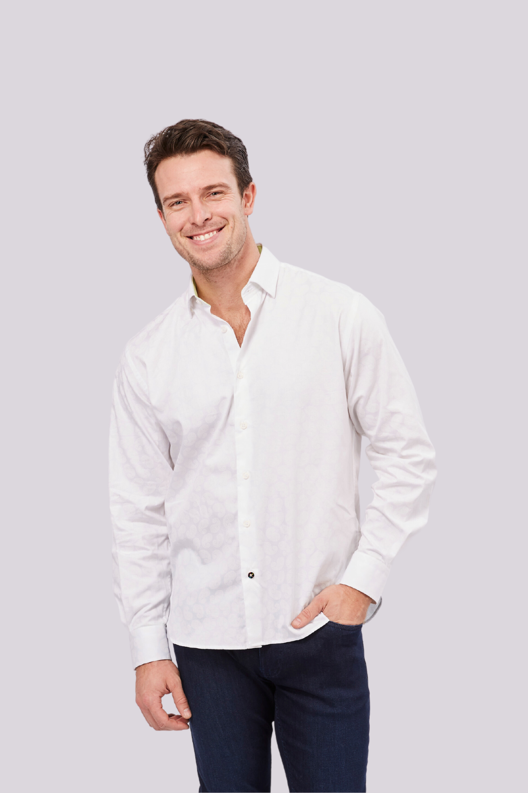 White Paisley Jacquard Shirt