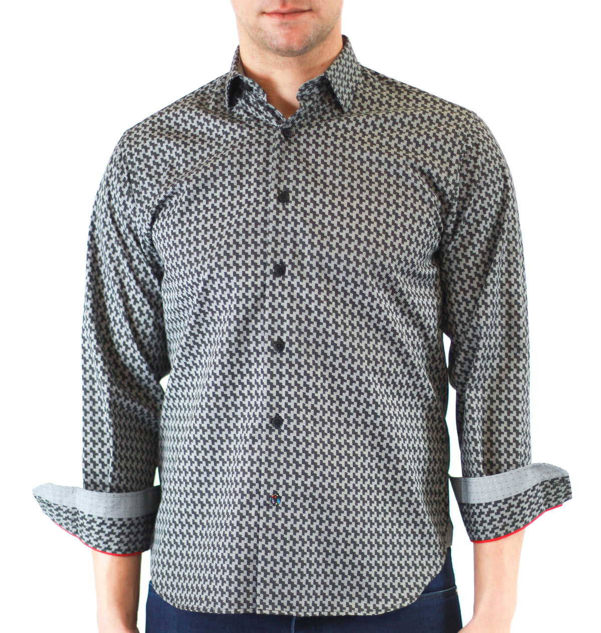 Charcoal Grey with Black Jumbo Houndstooth