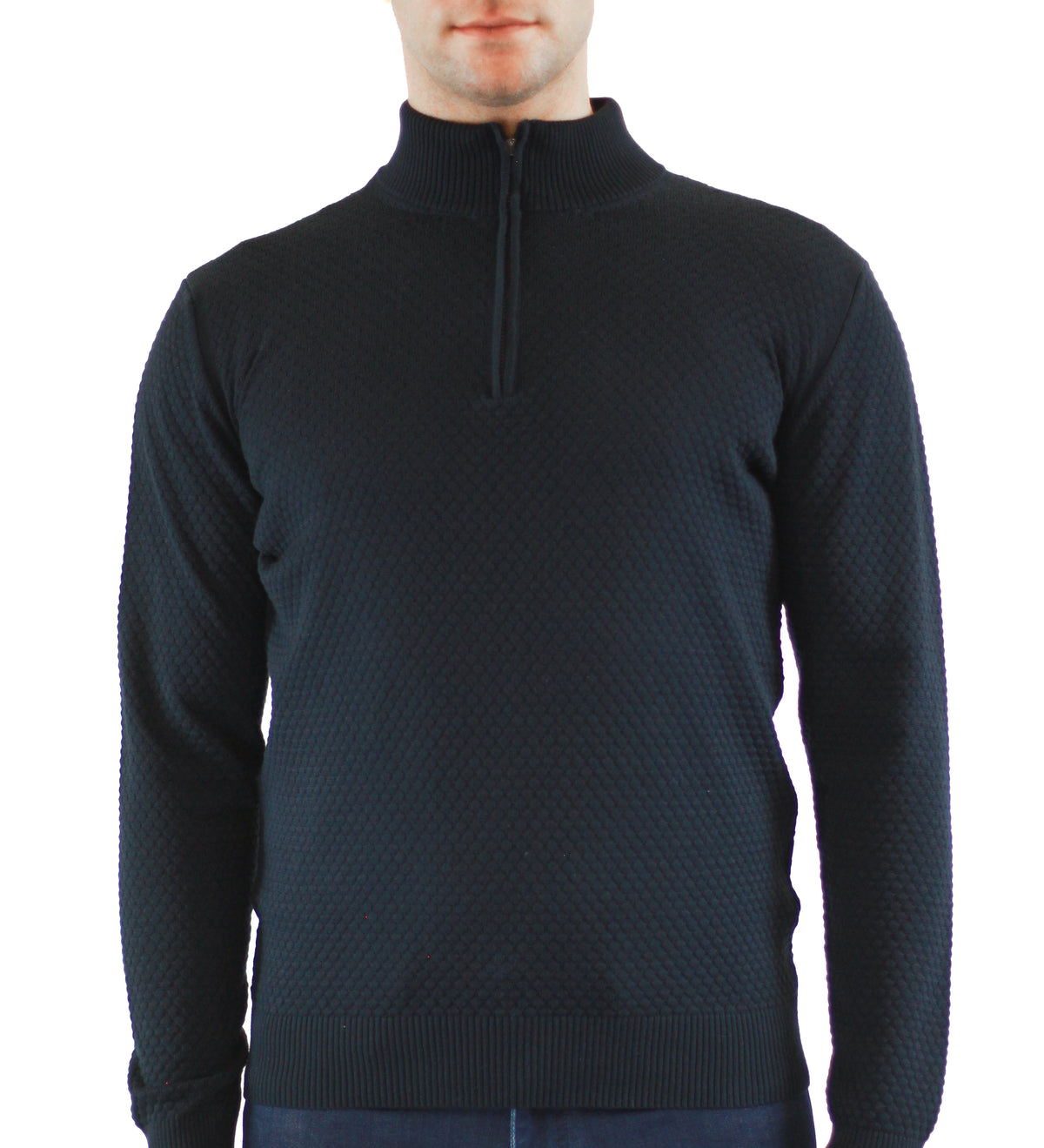 Navy Bubble Knit (3/4 Zip)