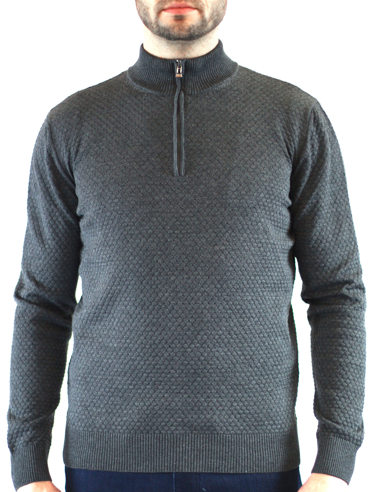 Grey Bubble Knit, 3/4 Zip