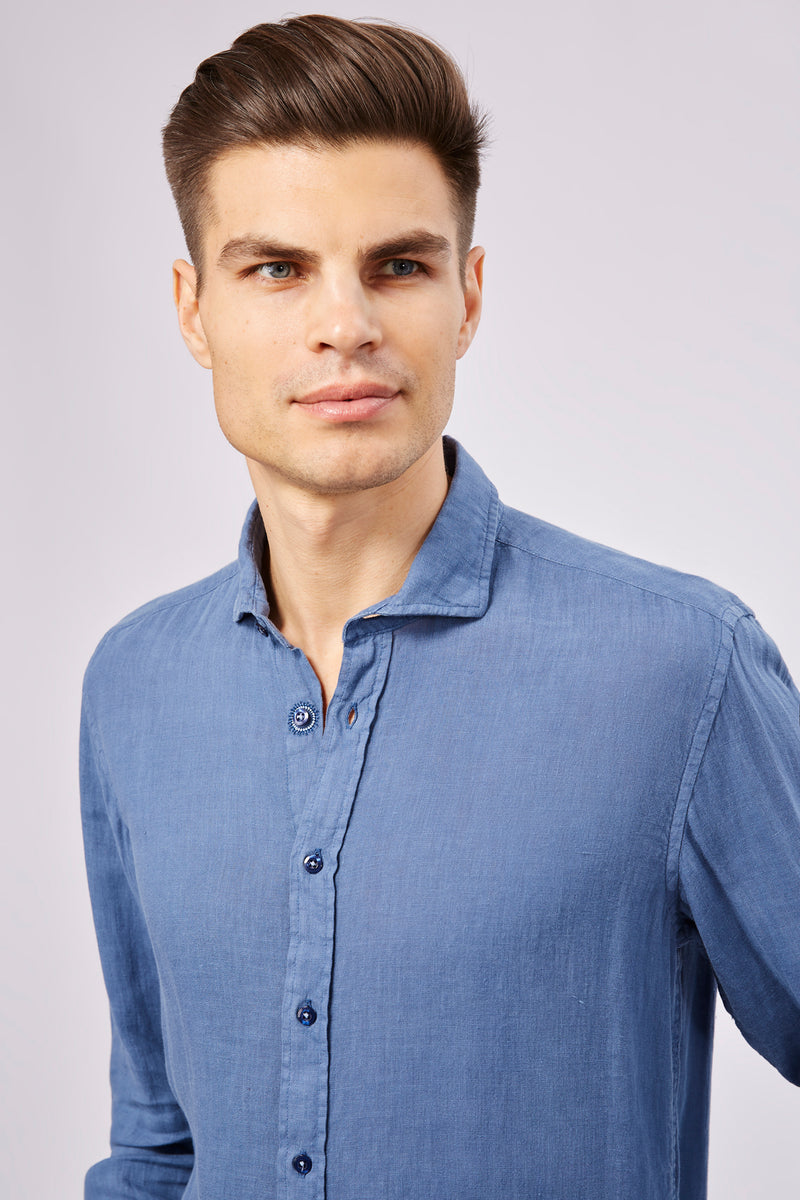 Leo Dodger Blue Linen Shirt