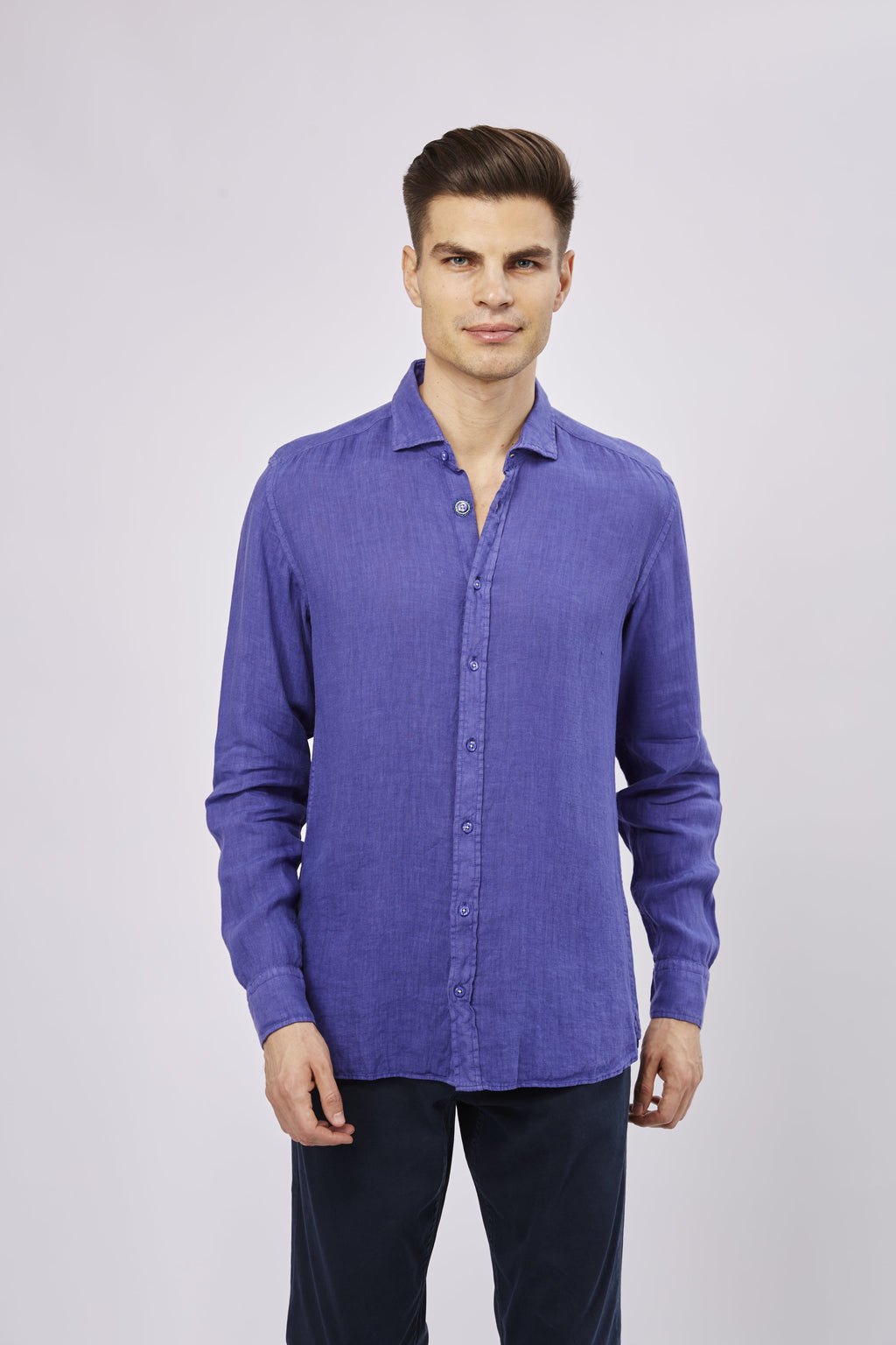 Luchiano Visconti SS23 Leo Dodger Blue Linen Shirt L