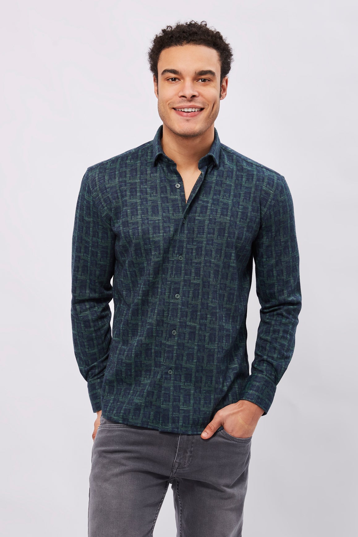 Max Colton James Shirt in Navy/Green